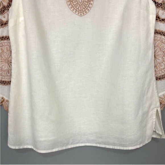 Chico's White and Brown Embroidered Tunic - Picture 4 of 8